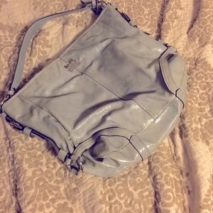 Gray patent leather Coach purse